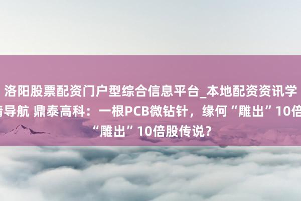 洛阳股票配资门户型综合信息平台_本地配资资讯学习与行情导航 鼎泰高科：一根PCB微钻针，缘何“雕出”10倍股传说？